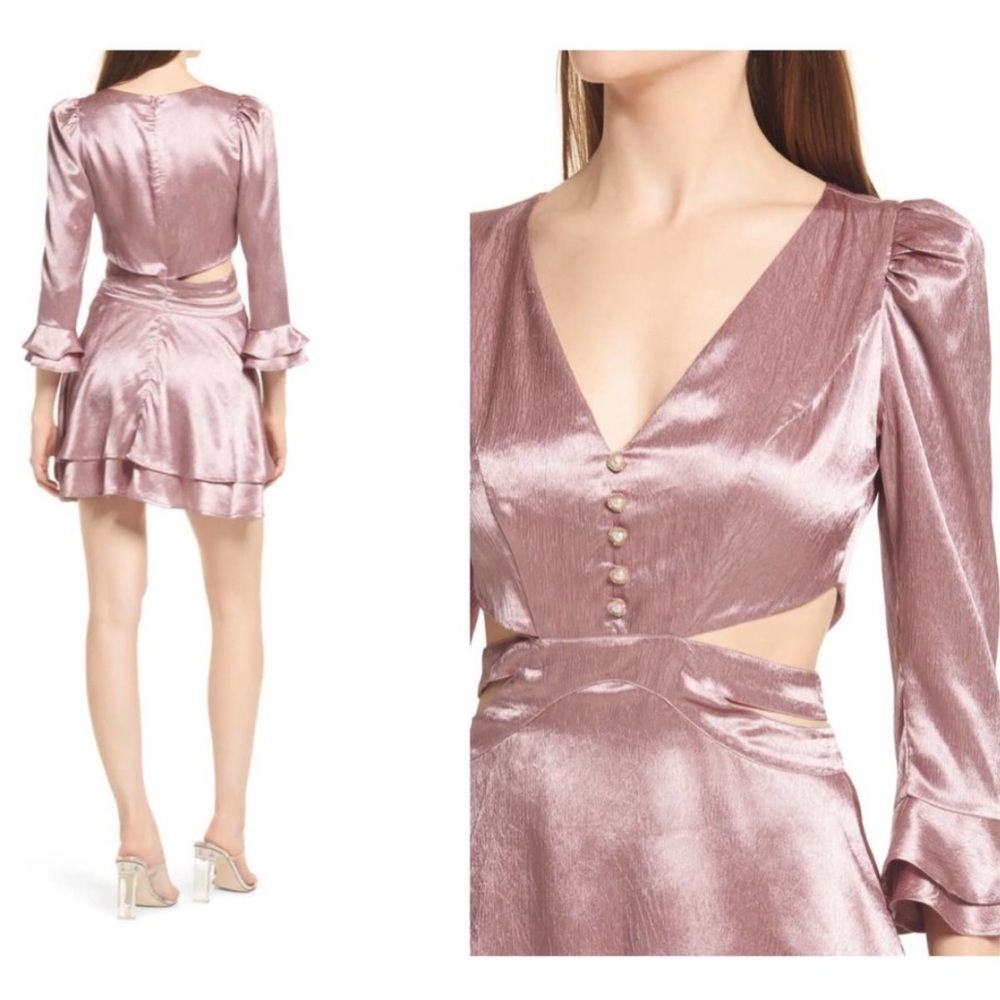 NWT Rahi Luster Cutout Mini Dress in Antique Rose | Metallic Pink | Nordstrom - Picture 4 of 16